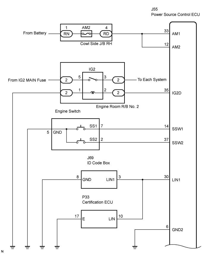 Lexus Is250, Is220D. Gse20 Ale20.2Ad-Fhv Starting.Starting System.Entry And Start System  Power Source Mode Does Not Change To On (Ig And Acc)
