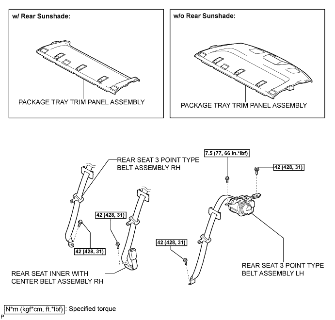 Lexus Is250, Is220D. Gse20 Ale20.Seat Belt.Occupant Detection Sensor (For Manual Seat).Rear Seat Outer Belt Assembly  Components