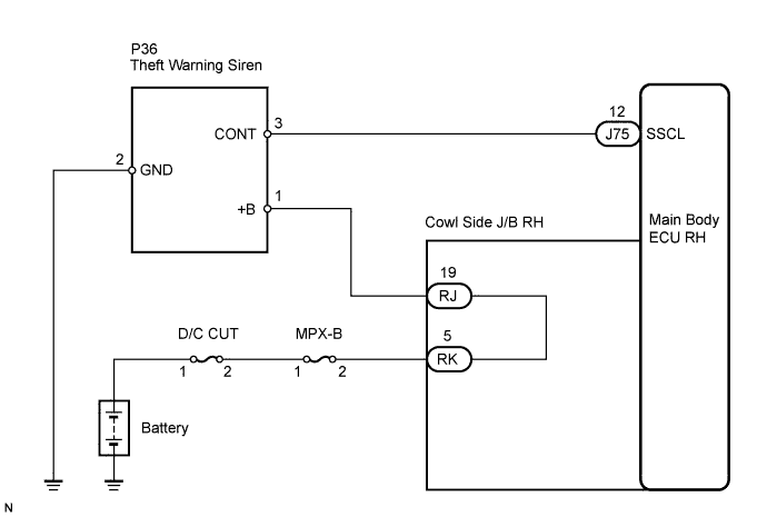 Lexus Is250, Is220D. Gse20 Ale20.Theft Deterrent.Theft Deterrent System (W/ Intrusion Sensor).Theft Deterrent System (W/ Intrusion Sensor)  Theft Warning Siren Circuit