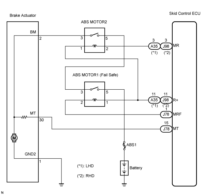 Lexus Is250, Is220D. Gse20 Ale20.Brake Control.Vehicle Stability Control System (W/ Vdim).
Dtc
  C0273/13  Open In Abs Motor Relay Circuit
