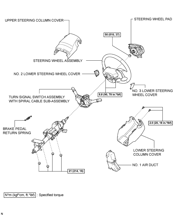 Lexus Is250, Is220D. Gse20 Ale20.Steering Column.Steering System.Steering Column Assembly (For Manual Tilt)  Components