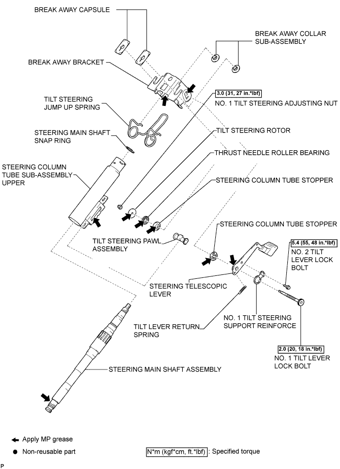Lexus Is250, Is220D. Gse20 Ale20.Steering Column.Steering System.Steering Column Assembly (For Manual Tilt)  Components