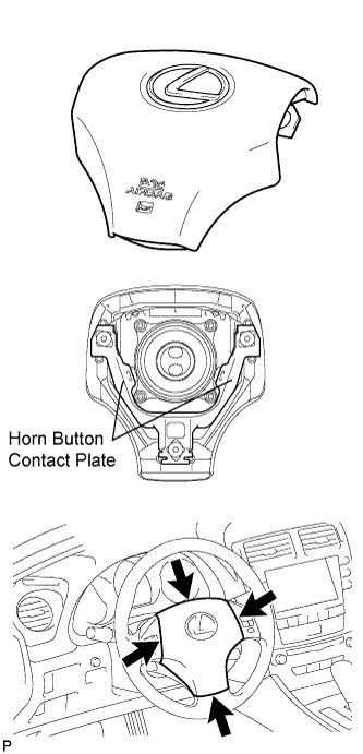 Lexus Is250, Is220D. Gse20 Ale20.Supplemental Restraint System.Airbag System.Steering Pad  On-Vehicle Inspection