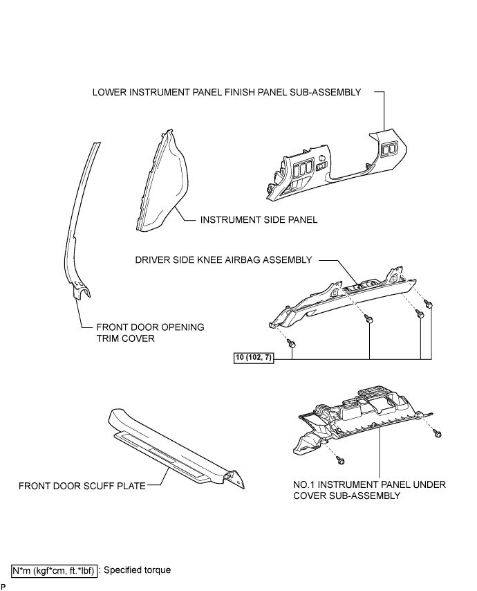 Lexus Is250, Is220D. Gse20 Ale20.Supplemental Restraint System.Airbag System.Driver Side Knee Airbag Assembly  Components
