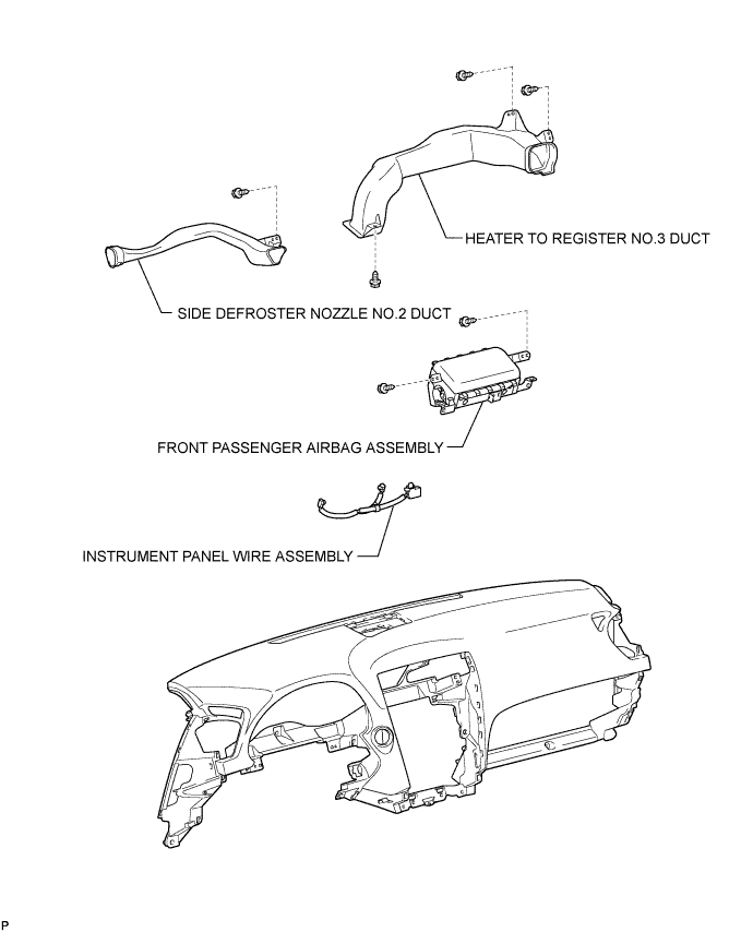 Lexus Is250, Is220D. Gse20 Ale20.Supplemental Restraint System.Airbag System.Front Passenger Airbag Assembly  Components