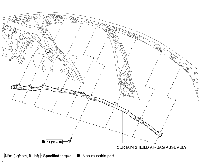 Lexus Is250, Is220D. Gse20 Ale20.Supplemental Restraint System.Airbag System.Curtain Shield Airbag Assembly  Components