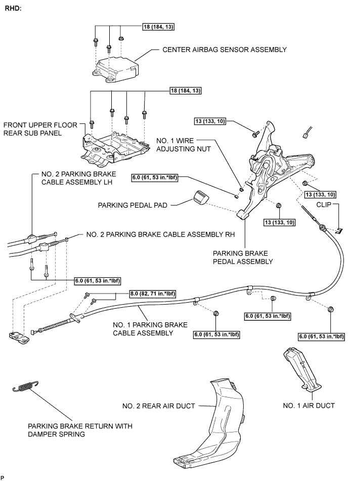 Lexus Is250, Is220D. Gse20 Ale20.Parking Brake.Parking Brake System.Parking Brake Pedal  Components