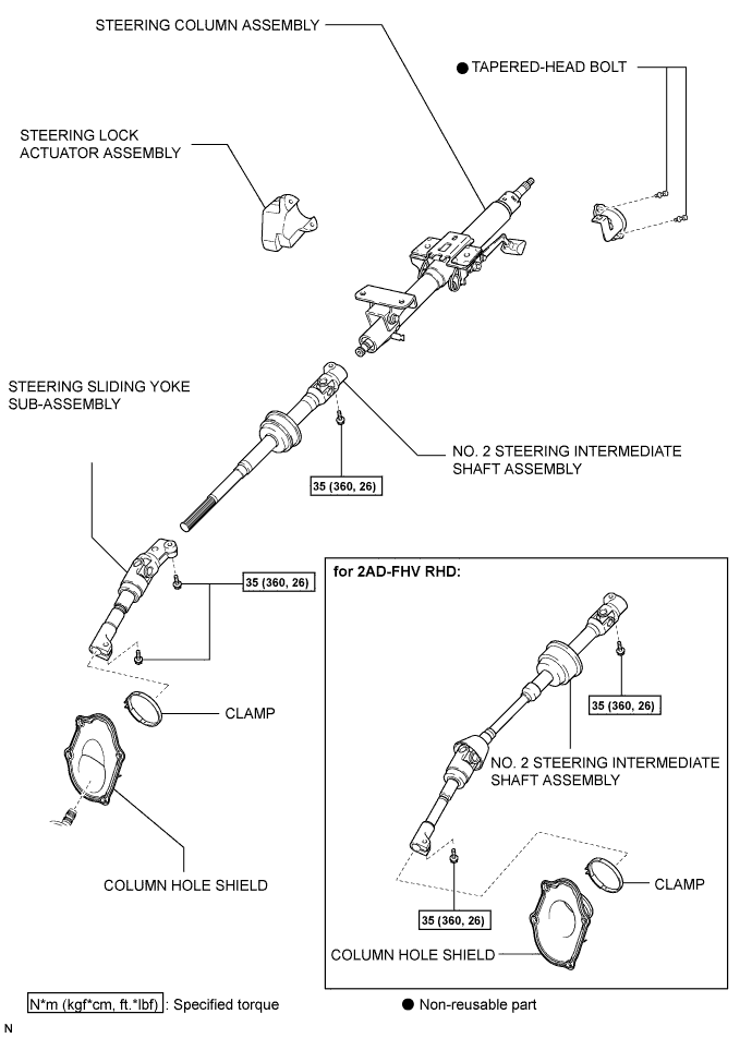 Lexus Is250, Is220D. Gse20 Ale20.Steering Column.Steering System.Steering Column Assembly (For Manual Tilt)  Components