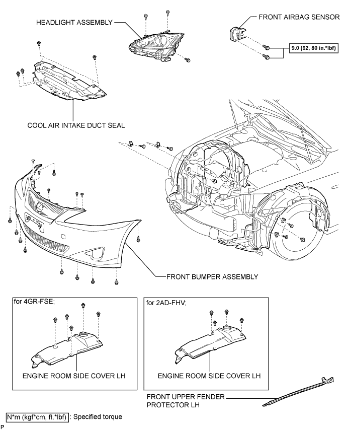 Lexus Is250, Is220D. Gse20 Ale20.Supplemental Restraint System.Airbag System.Front Airbag Sensor  Components