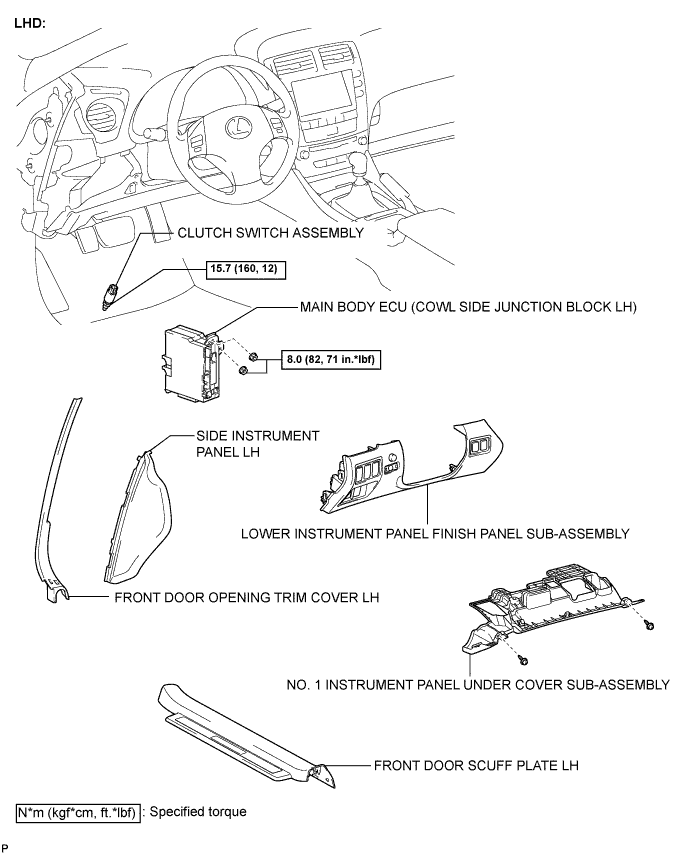 Lexus Is250, Is220D. Gse20 Ale20.Cruise Control.Cruise Control System.Clutch Switch  Components