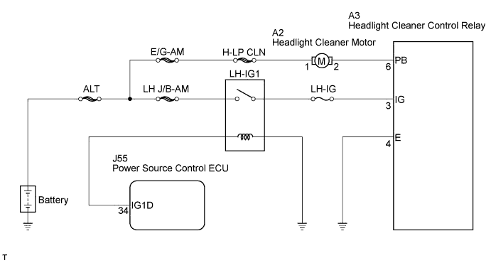 Lexus Is250, Is220D. Gse20 Ale20.Wiper And Washer.Wiper And Washer System.Wiper And Washer System  Headlight Cleaner Motor And Relay Circuit