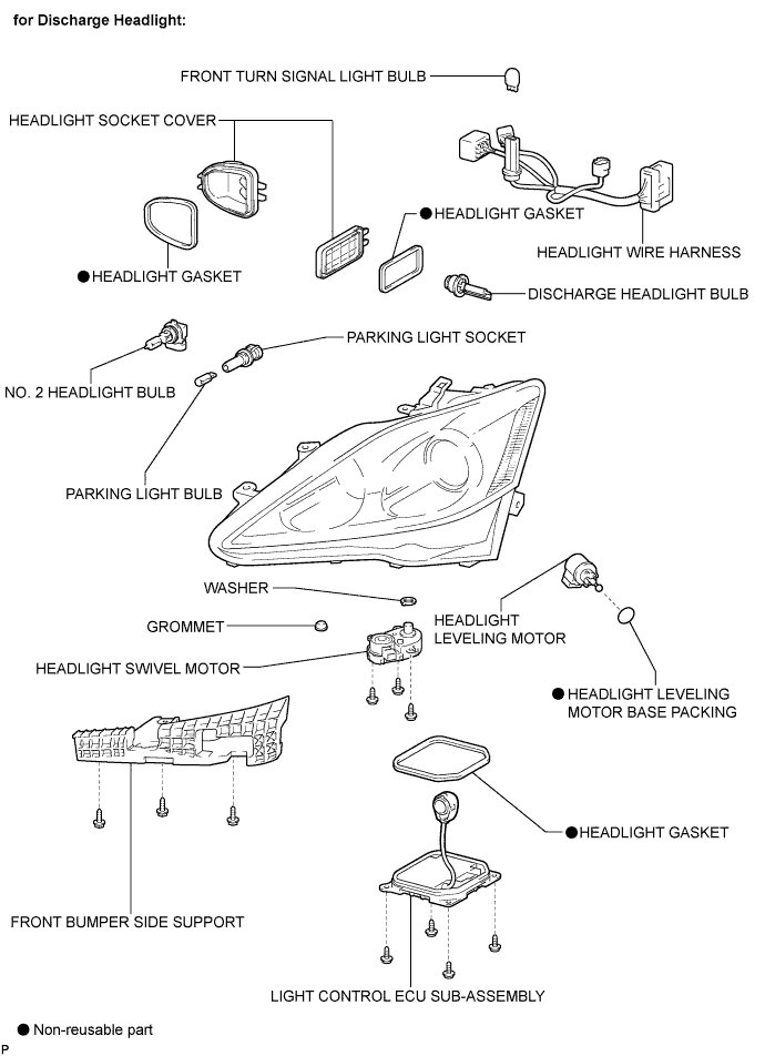 Lexus Is250, Is220D. Gse20 Ale20.Lighting.Lighting System.Headlight Assembly  Components