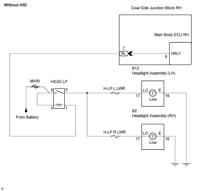 Lexus Is250, Is220D. Gse20 Ale20.Lighting.Lighting System.Lighting System  Headlight Relay Circuit