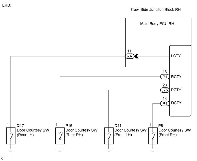 Lexus Is250, Is220D. Gse20 Ale20.Lighting.Lighting System.Lighting System  Door Courtesy Switch Circuit