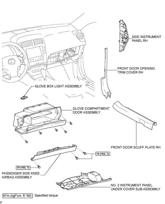 Lexus Is250, Is220D. Gse20 Ale20.Lighting.Lighting System.Glove Box Light  Components