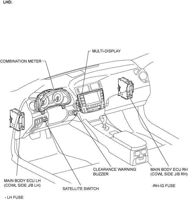 Lexus Is250, Is220D. Gse20 Ale20.Park Assist Monitoring.Clearance Sonar System.Clearance Sonar System  Parts Location