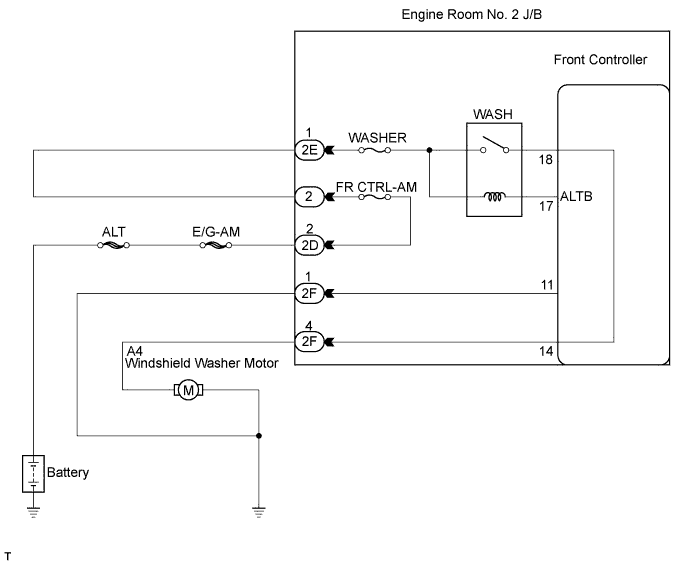 Lexus Is250, Is220D. Gse20 Ale20.Wiper And Washer.Wiper And Washer System.Wiper And Washer System  Washer Motor Circuit