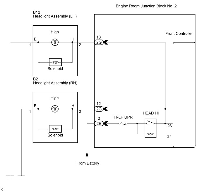 Lexus Is250, Is220D. Gse20 Ale20.Lighting.Lighting System.Lighting System  Headlight (Hi-Beam) Circuit