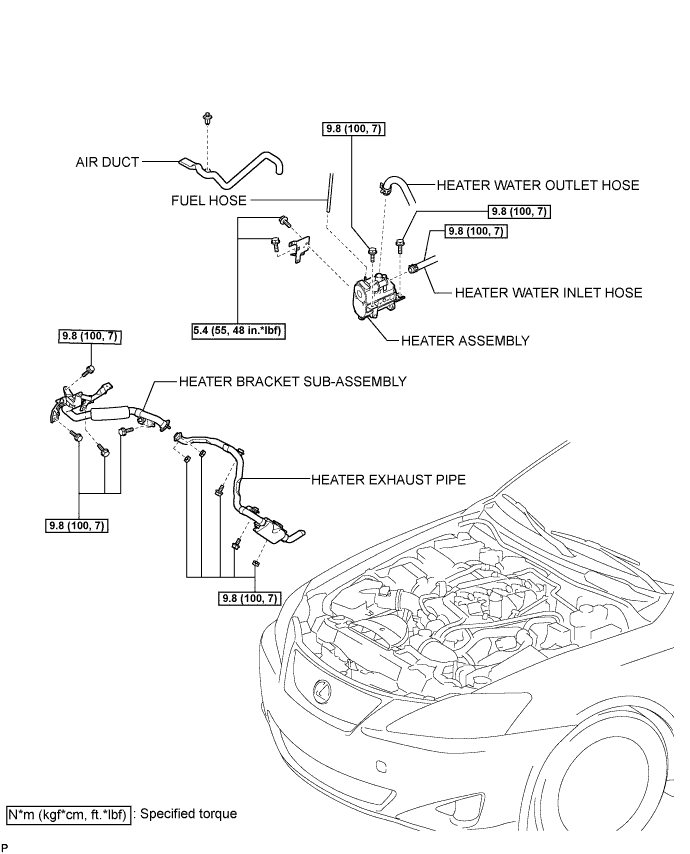 Lexus Is250, Is220D. Gse20 Ale20.Heater.Combustion Type Power Heater System.Heater Exhaust Pipe (For 2Ad-Fhv)  Components