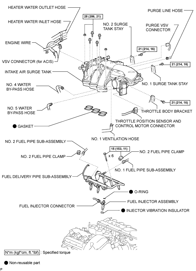 Toyota Fortuner. Ggn50, 60 Kun51, 61 Tgn51 Lan50.1Gr-Fe Fuel.Fuel Injector.Fuel Injector  Components
