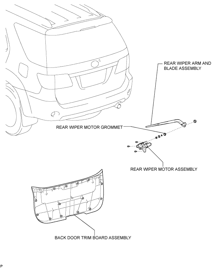 Toyota Fortuner. Ggn50, 60 Kun51, 61 Tgn51 Lan50.Wiper And Washer.Rear Wiper Motor.Rear Wiper Motor  Components