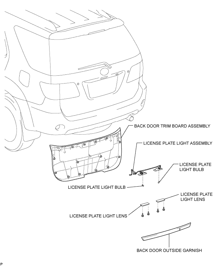 Toyota Fortuner. Ggn50, 60 Kun51, 61 Tgn51 Lan50.Lighting.License Plate Light Assembly.License Plate Light Assembly  Components
