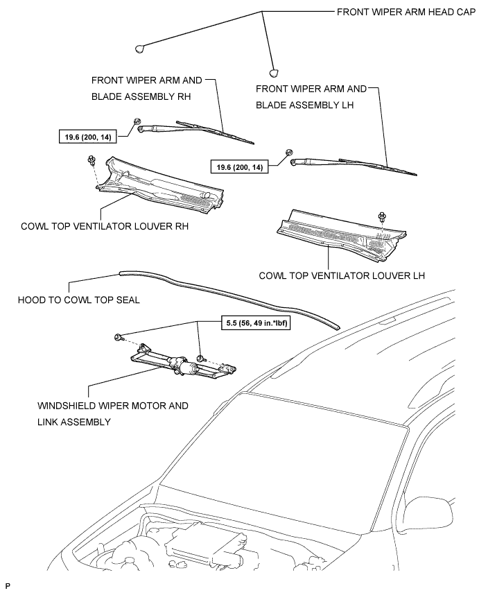 Toyota Fortuner. Ggn50, 60 Kun51, 61 Tgn51 Lan50.Wiper And Washer.Front Wiper Motor And Link.Front Wiper Motor And Link  Components