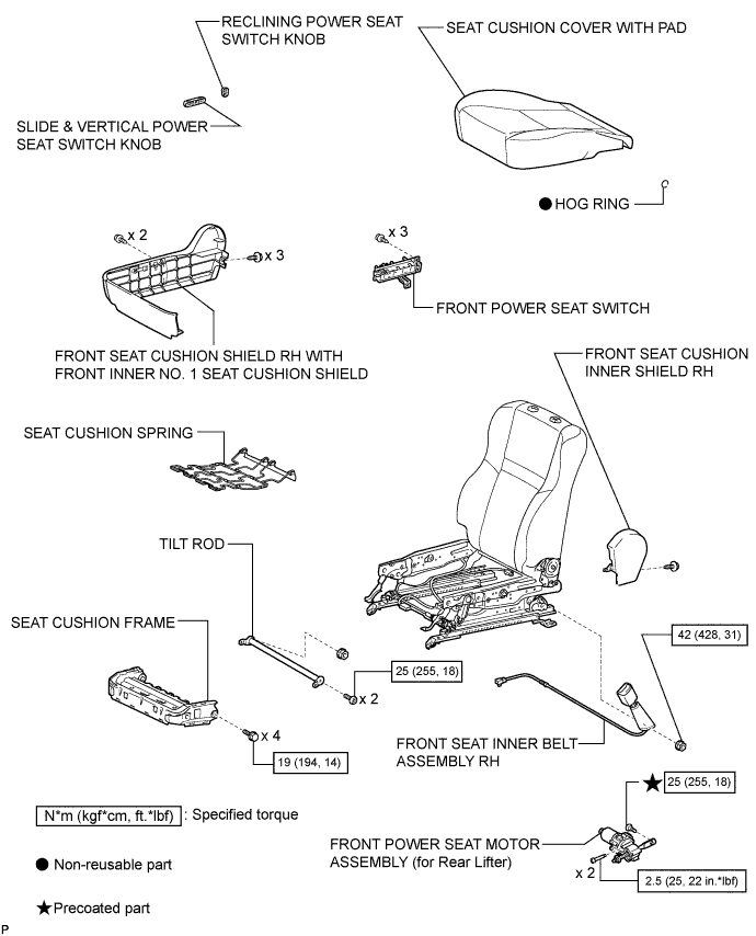 Toyota Fortuner. Ggn50, 60 Kun51, 61 Tgn51 Lan50.Seat.Front Power Seat Motor Assembly (For Rear Lifter).Front Power Seat Motor Assembly (For Rear Lifter)  Components