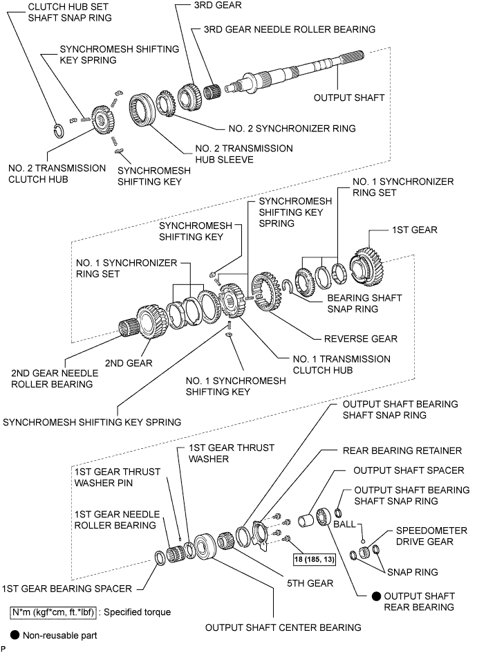 Toyota Fortuner. Ggn50, 60 Kun51, 61 Tgn51 Lan50.R150 R151 Manual Transmission.Output Shaft.Output Shaft  Components