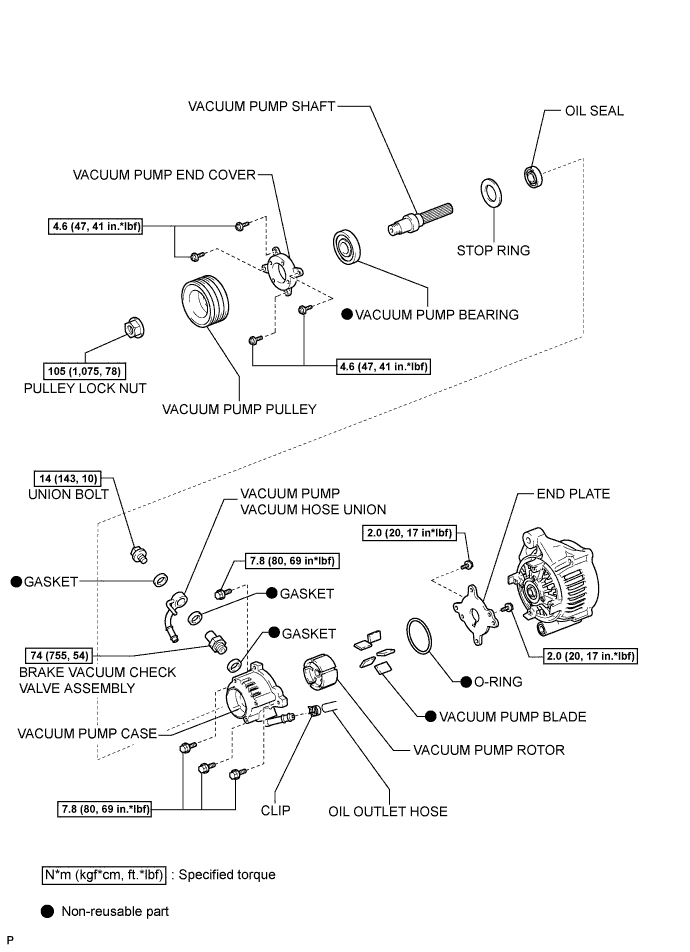 Toyota Fortuner. Ggn50, 60 Kun51, 61 Tgn51 Lan50.Brake.Vacuum Pump (For 5L-E).Vacuum Pump (For 5L-E)  Components