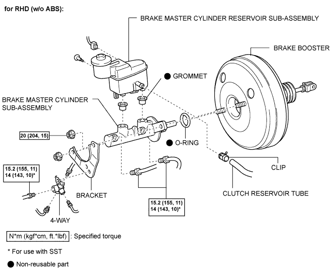 Toyota Fortuner. Ggn50, 60 Kun51, 61 Tgn51 Lan50.Brake.Brake Master Cylinder (W/O Vsc).Brake Master Cylinder (W/O Vsc)  Components
