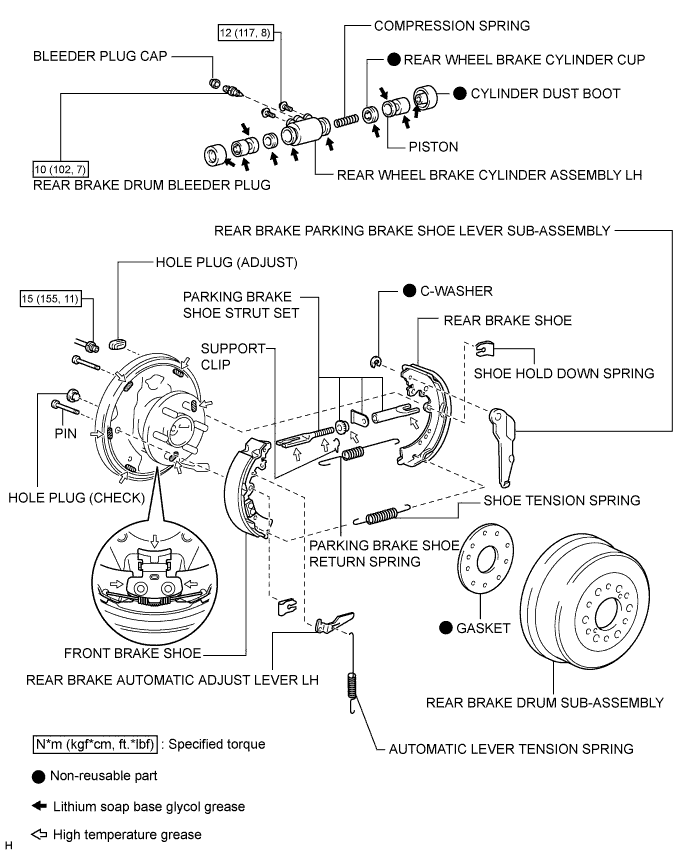 Toyota Fortuner. Ggn50, 60 Kun51, 61 Tgn51 Lan50.Brake.Rear Brake.Rear Brake  Components
