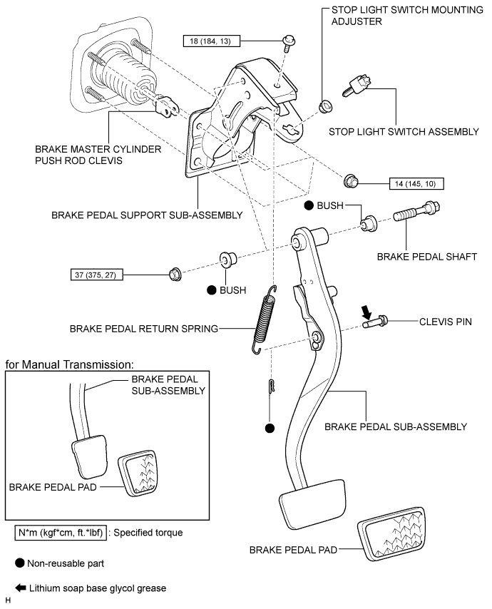 Toyota Fortuner. Ggn50, 60 Kun51, 61 Tgn51 Lan50.Brake.Brake Pedal (W/ Vsc).Brake Pedal (W/ Vsc)  Components