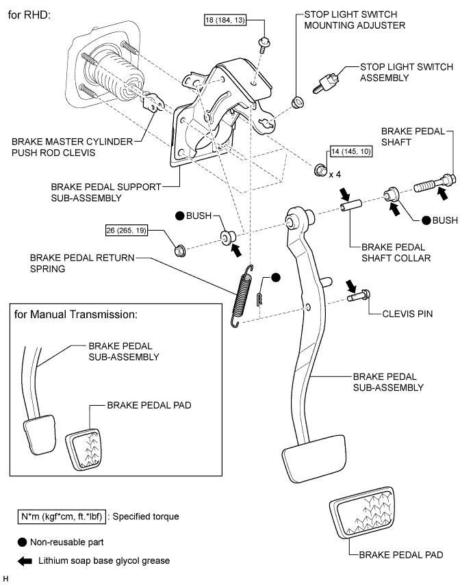 Toyota Fortuner. Ggn50, 60 Kun51, 61 Tgn51 Lan50.Brake.Brake Pedal (W/O Vsc).Brake Pedal (W/O Vsc)  Components