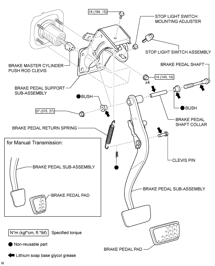 Toyota Fortuner. Ggn50, 60 Kun51, 61 Tgn51 Lan50.Brake.Brake Pedal (W/ Vsc).Brake Pedal (W/ Vsc)  Components