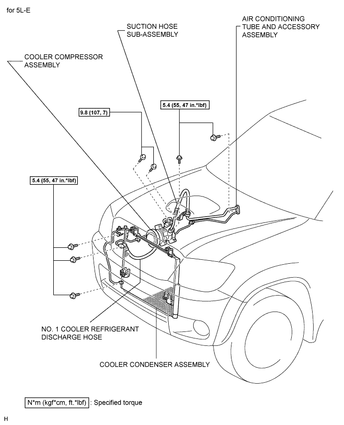 Toyota Fortuner. Ggn50, 60 Kun51, 61 Tgn51 Lan50.Air Conditioning.Refrigerant Line (For 5L-E).Refrigerant Line (For 5L-E)  Components