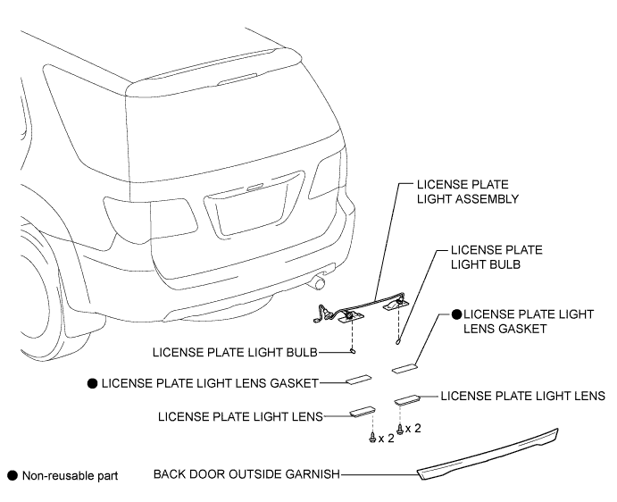 Toyota Fortuner. Ggn50, 60 Kun51, 61 Tgn51 Lan50.Lighting.License Plate Light Assembly.License Plate Light Assembly  Components