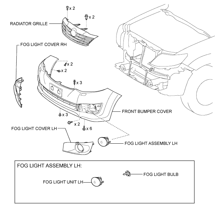 Toyota Fortuner. Ggn50, 60 Kun51, 61 Tgn51 Lan50.Lighting.Fog Light Assembly.Fog Light Assembly  Components