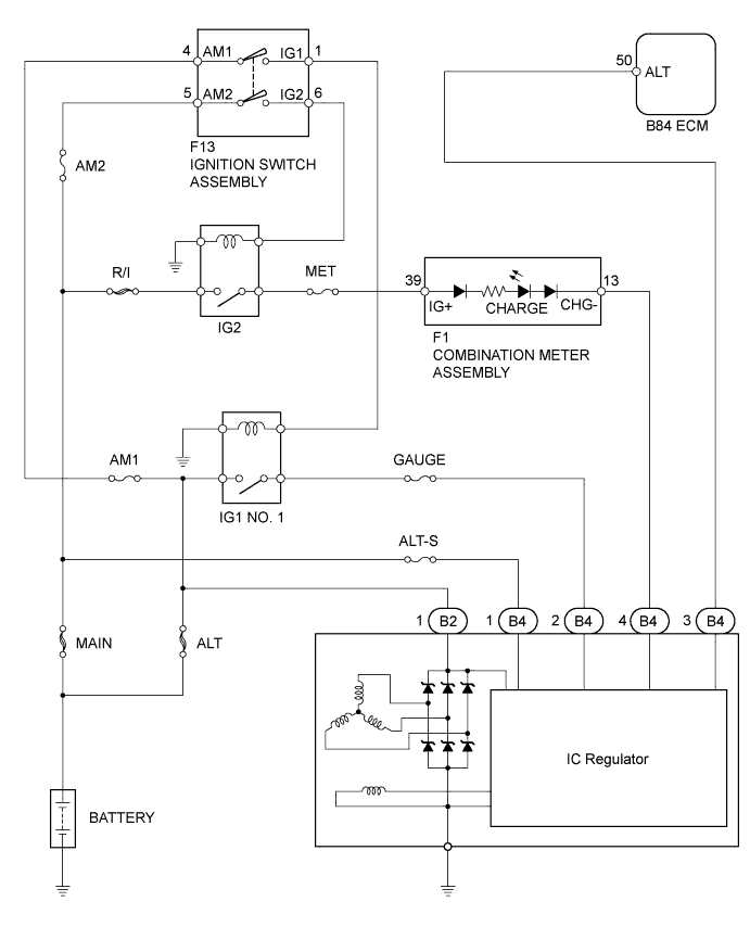 Yaris. Ncp93, 131.1Nz-Fe Battery Charging.Charging System (For Sedan).Charging System (For Hatchback)  System Diagram