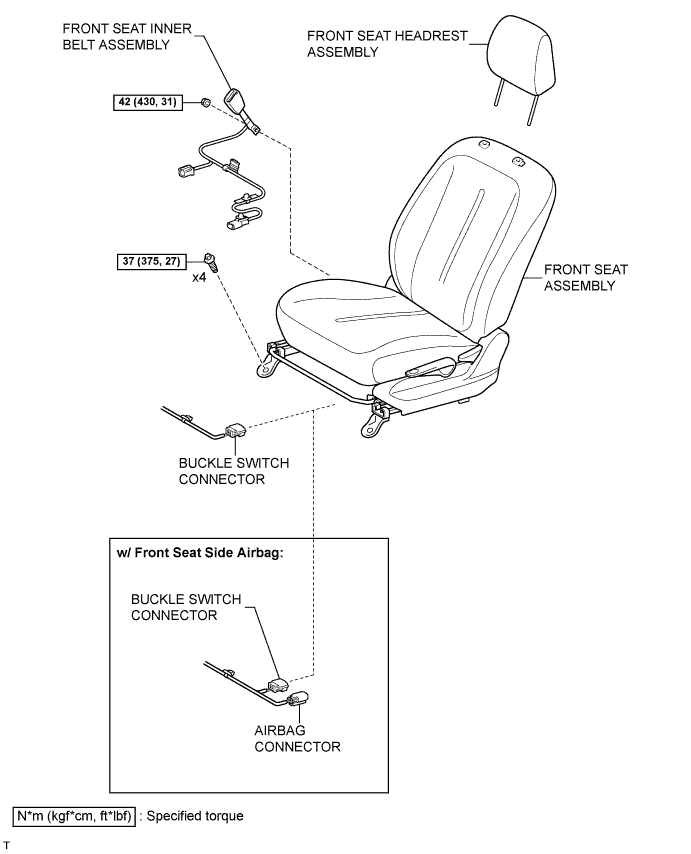 Yaris. Ncp93, 131.Seat Belt.Seat Belt Warning System (For Sedan).Front Seat Inner Belt Assembly (For Sedan)  Components
