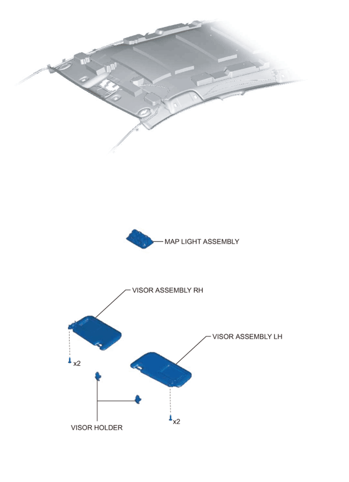 Yaris. Ncp93, 131.Interior Panels Trim.Upper Instrument Panel (For Sedan).Roof Headlining (For Hatchback 5 Door) Components