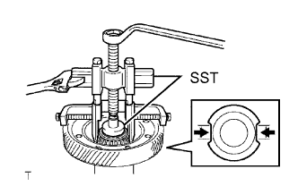 Yaris. Ncp93, 131.U340E Automatic Transmission Transaxle.Automatic Transaxle System (For Sedan).Differential Case (For Sedan)  Disassembly