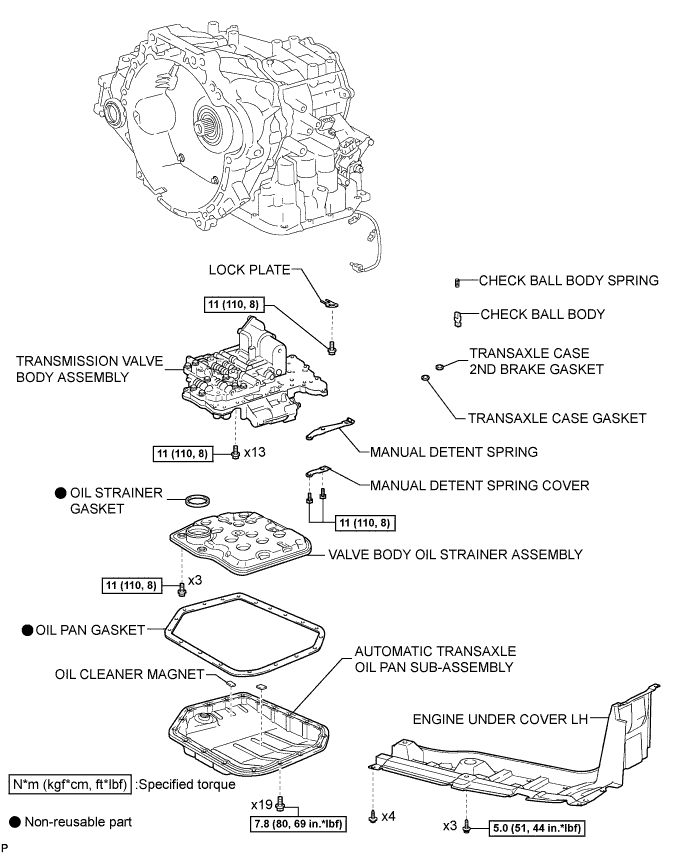 Yaris. Ncp93, 131.U340E Automatic Transmission Transaxle.Automatic Transaxle System (For Sedan).Valve Body Assembly (For Sedan)  Components