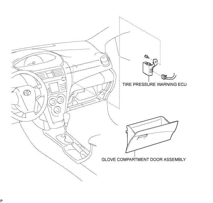 Yaris. Ncp93, 131.Tire Pressure Monitoring.Tire Pressure Warning System (For Sedan).Tire Pressure Warning Ecu (For Sedan)  Components