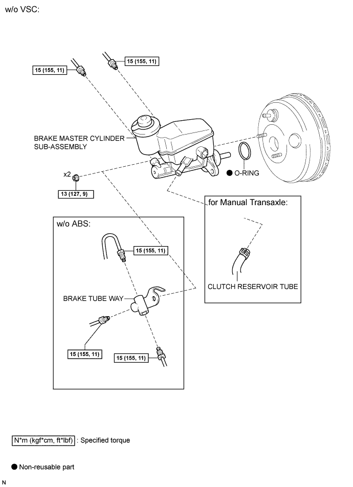 Yaris. Ncp93, 131.Brake System (Other).Brake System (For Sedan).Brake Master Cylinder (For Sedan)  Components