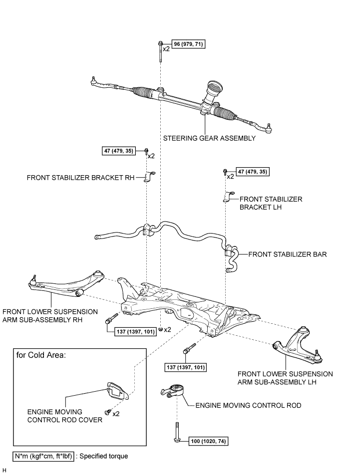 Yaris. Ncp93, 131.Front Suspension.Front Suspension System (For Sedan).Front Suspension Member (For Sedan)  Components