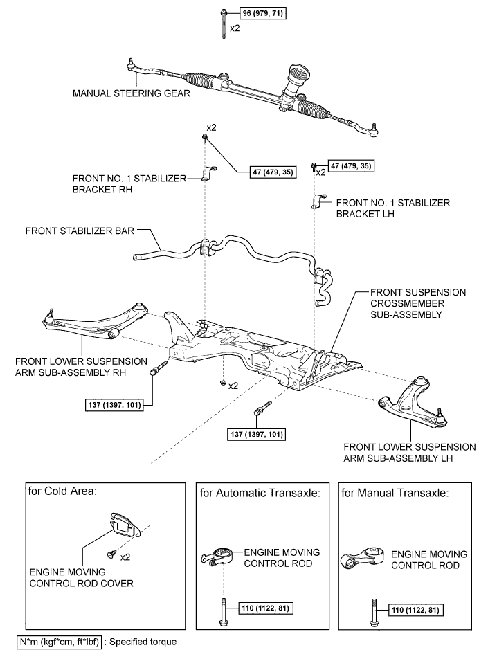 Yaris. Ncp93, 131.Front Suspension.Front Suspension System (For Sedan).Front Suspension Member (For Hatchback)  Components