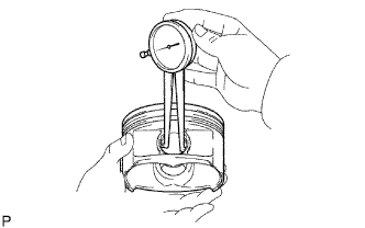 Engine unit 1GR-FE Inspection. Using a caliper gauge, measure the inside diameter of the piston pin hole.