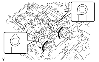 Engine unit 1GR-FE Disassembly. Remove the No. 1 and No. 2 camshafts.