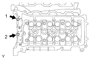 Install the 2 bolts in the order shown in the illustration. Cylinder head gasket 1GR-FE Installation